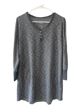 croft & barrow Gray Patterned Nightshirt Size S Women